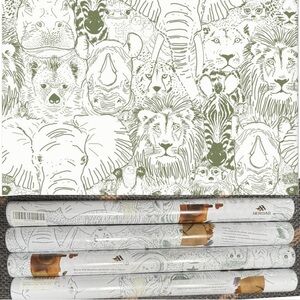 HEROADS “ANIMAL KINGDOM” SAGE/WHT.PEEL & SICK WALLPAPER 17.3”X78.7”~LOT OF 4~NEW